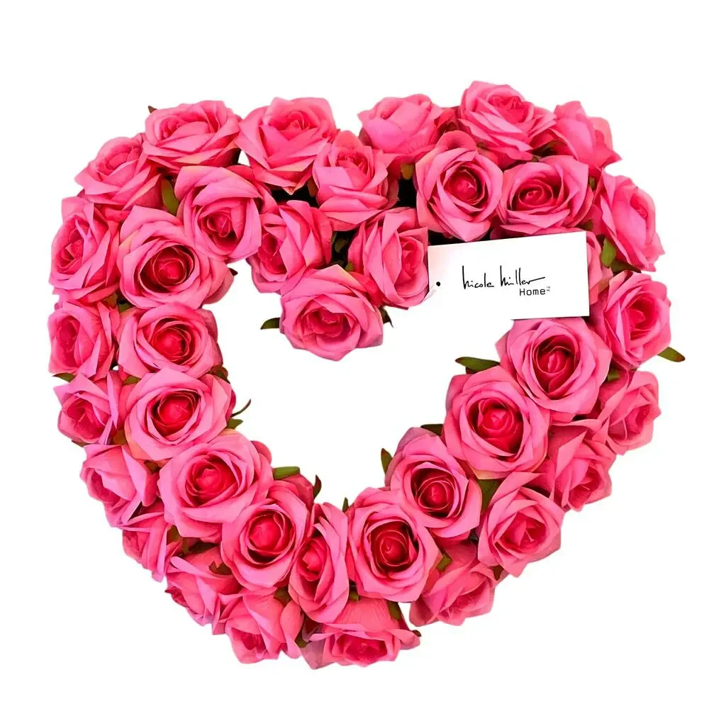 Nicole Miller Silk Rose Heart Wreath 16